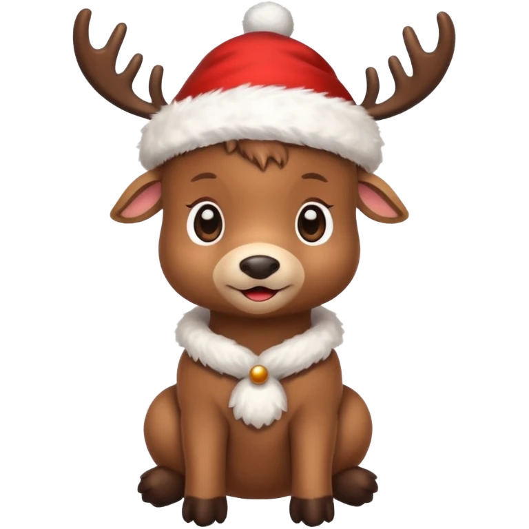 reindeer baby  cute, full body christmass cap emoji