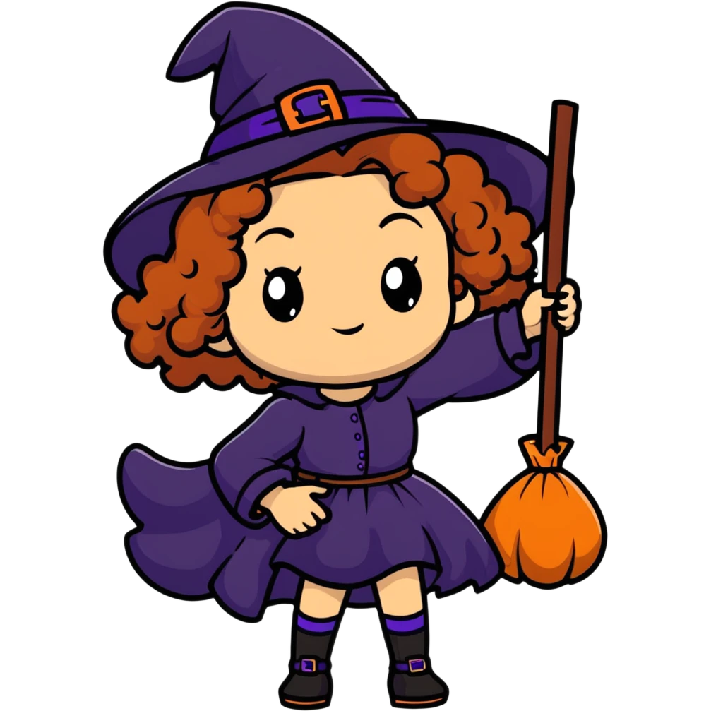 witch with caramel brown curly hair emoji