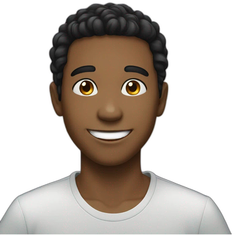 charming black-haired boy with smile emoji