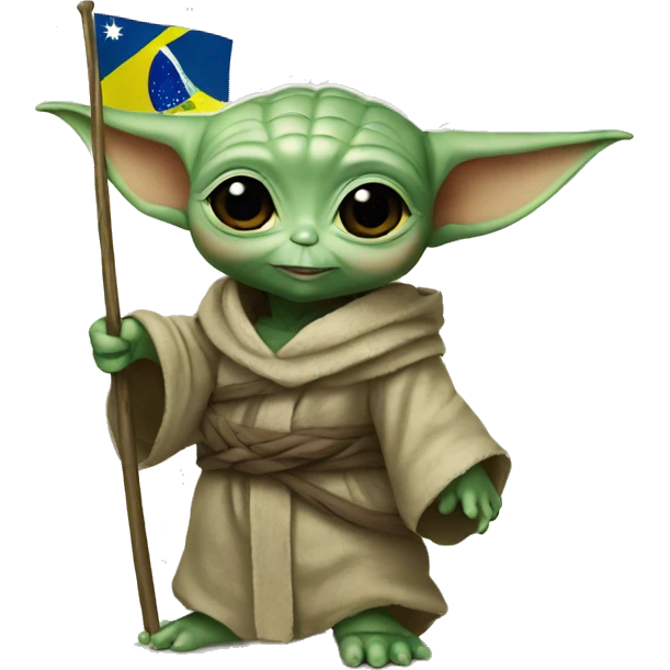  Baby Yoda holding the Brazilian flag emoji
