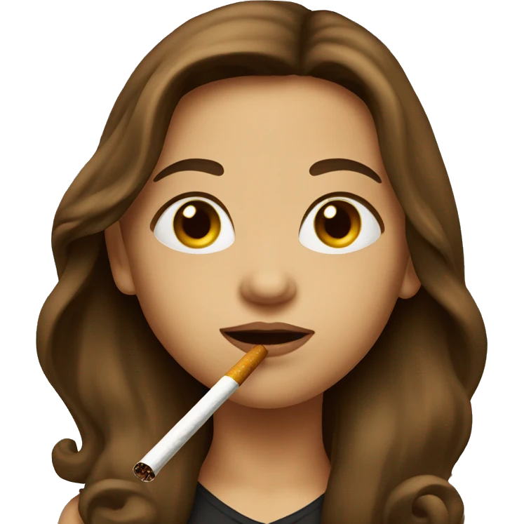 Girl with brown long hair smoking a cigarette  emoji