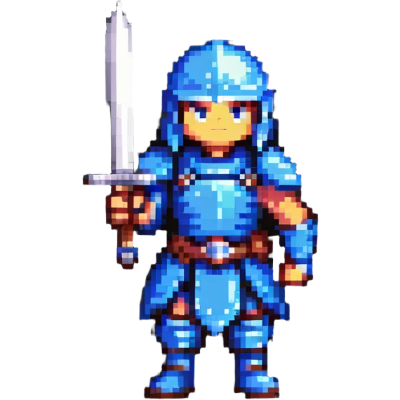 retro fantasy warrior with sword emoji