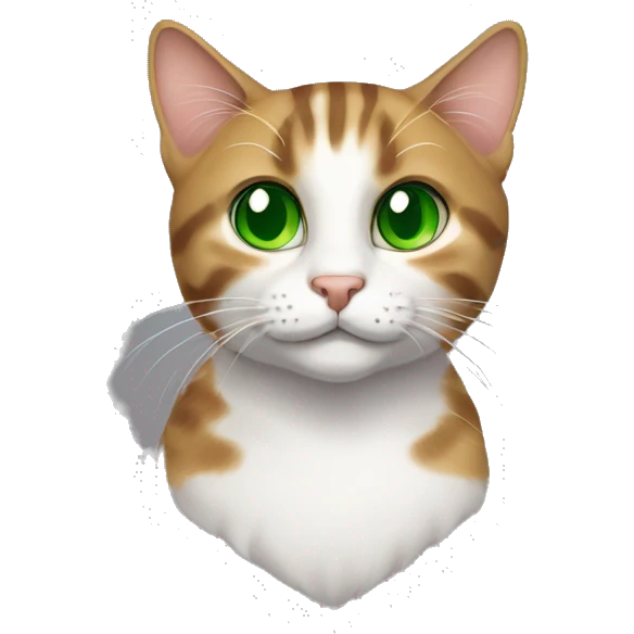 Tabby cat with green eyes and some white on face emoji