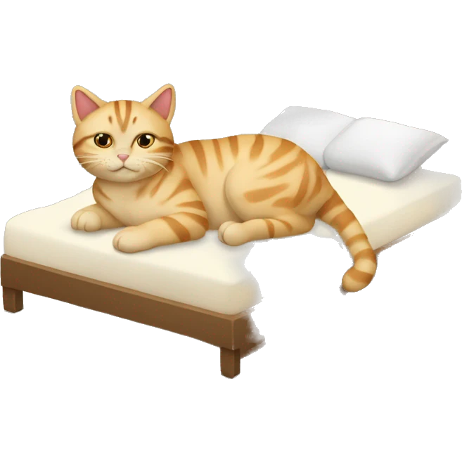 Gatito atigrado beige durmiendo en la cama emoji