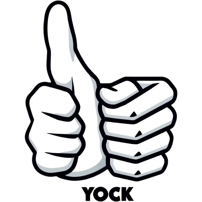 The words “YOU ROCK” stacked on top of eachother with a thumbs up in the middle emoji