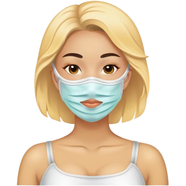 Lady with face mask spa beauty full face relaxing emoji
