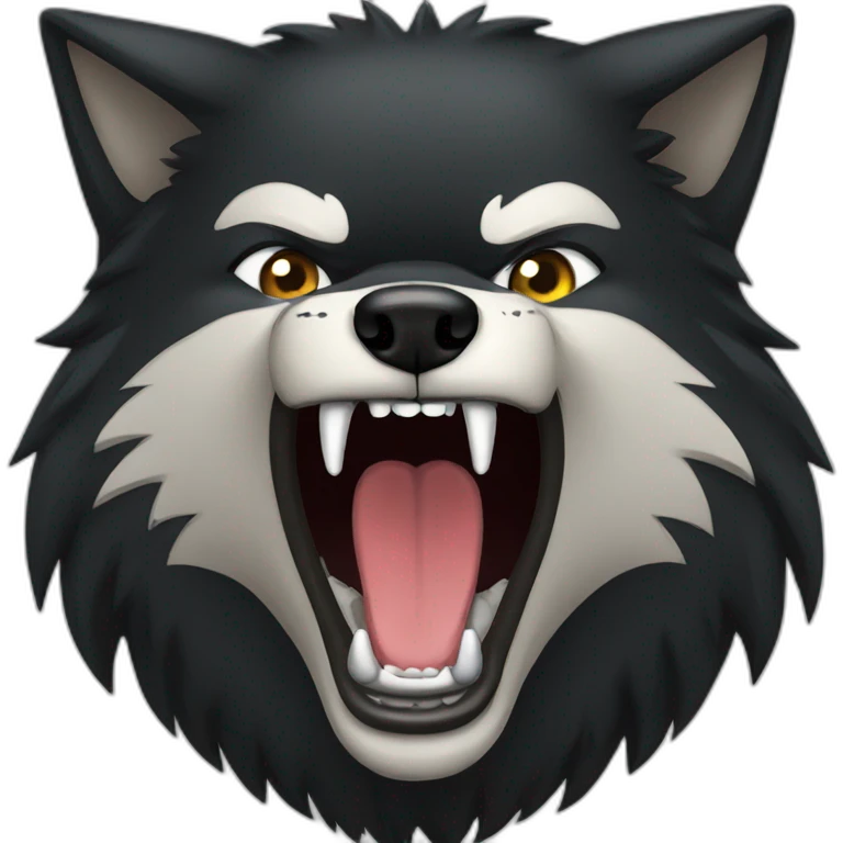 Black wolf growling  emoji