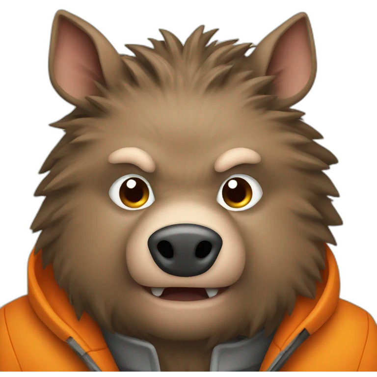 ANGRY wild boar with orange jacket emoji