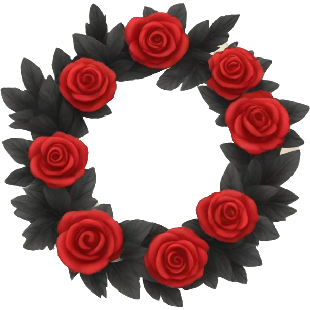 wreath with black leaves and red roses emoji