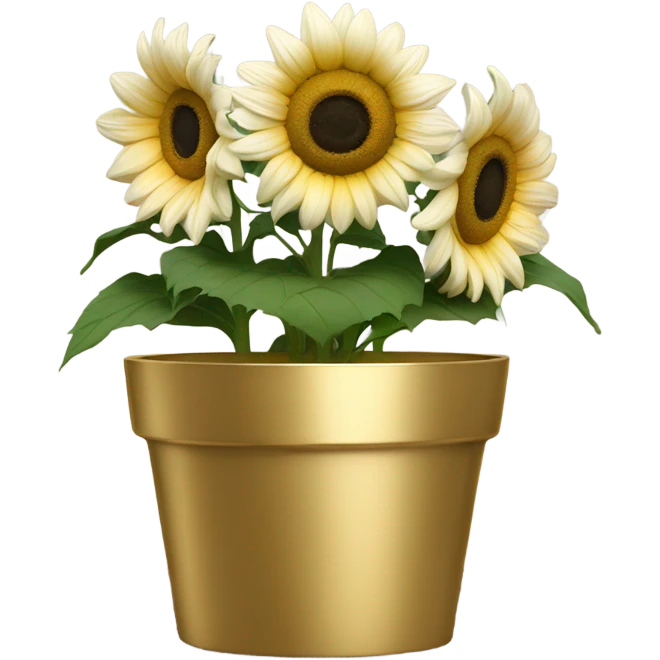White sunflower in gold planter emoji