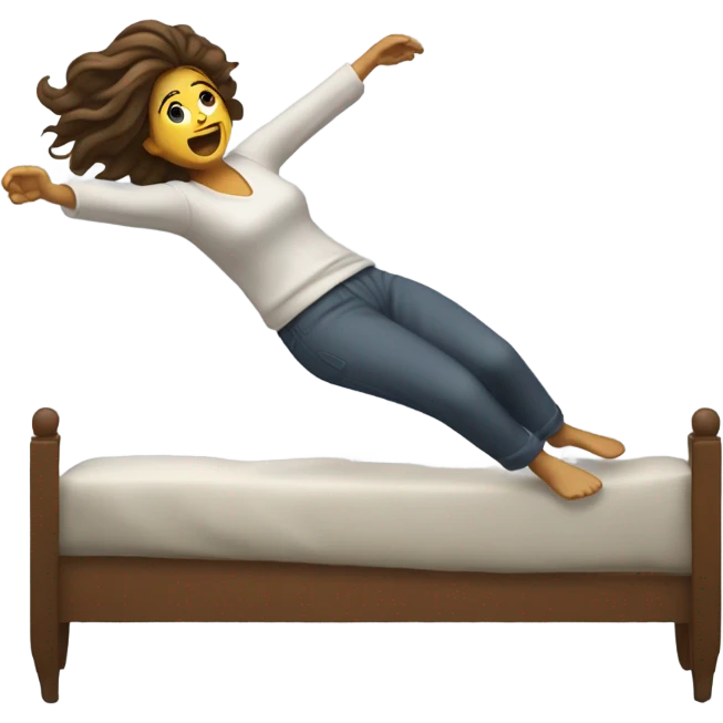 Woman falling out of bed to floor emoji