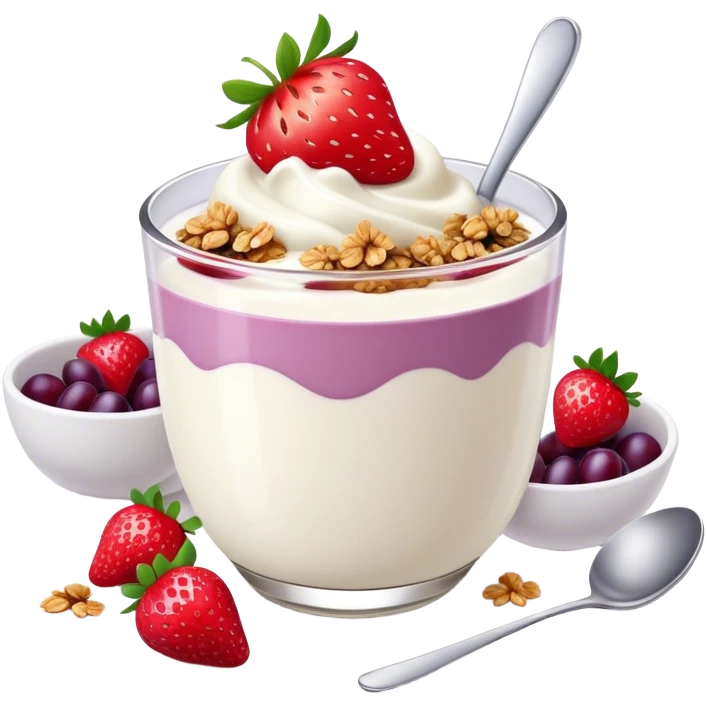 Yogurt with strawberries grapes and granola emoji