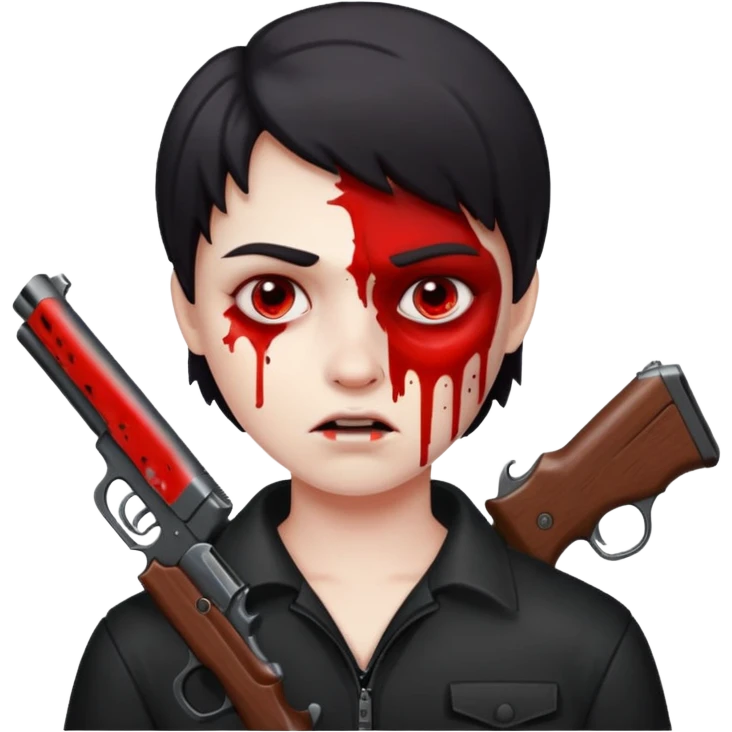 gun in bloody face emoji