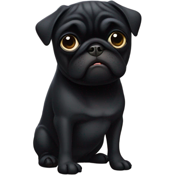 Black pug  and the words  “I’m sorry” emoji