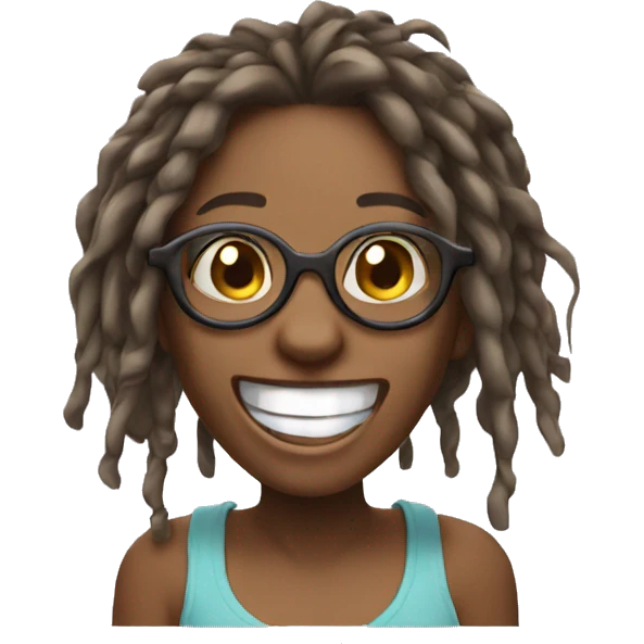 girl laughing emoji with glasses and dreadlocks emoji