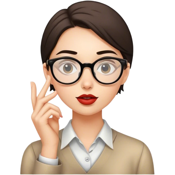 young stylish teacher in glasses tells a secret emoji