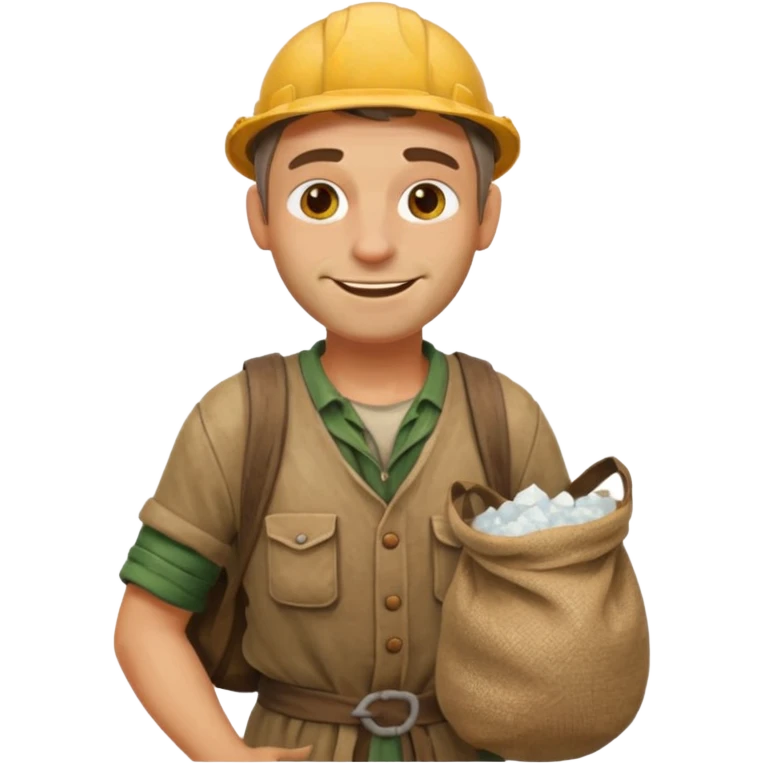 Emoji portrait of a Celtic salt worker. Dirty clothes, weary expression, carrying a sack on his shoulder. emoji