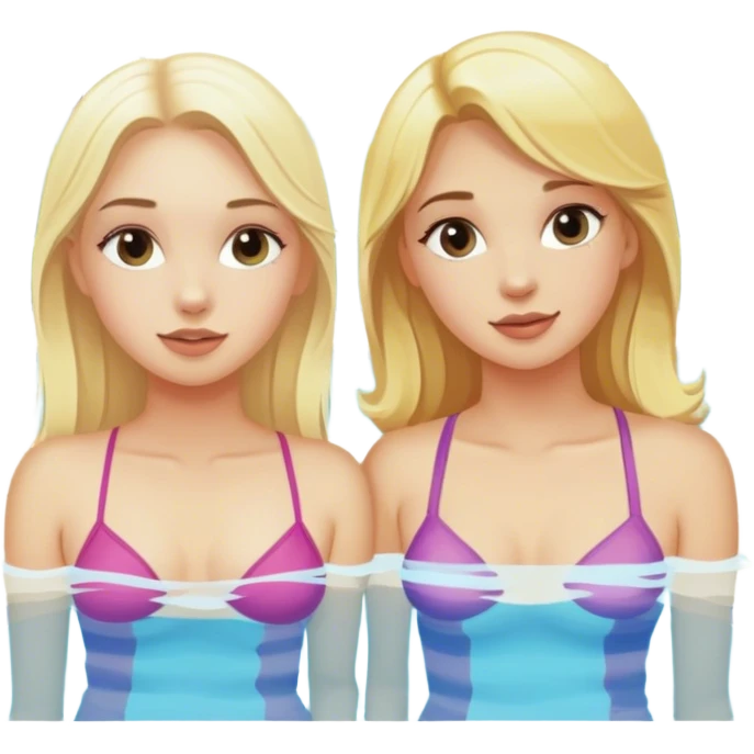 Two white blonde girls sitting by the pool  emoji