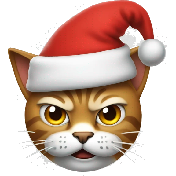Angry cat in Santa hat emoji