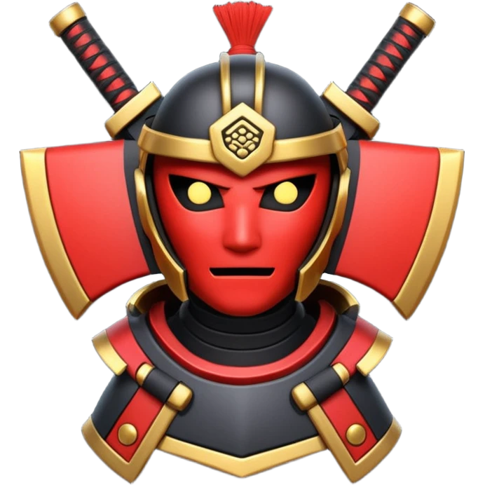 samurai themed space miner tool icon, futuristic mining tool inspired by katana, Japanese armor details, red black gold color palette, glowing energy accents, 3D cartoon, mobile game icon style, clean background, soft shadow, no text, no watermark

 emoji