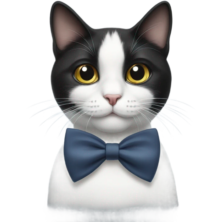 black and white cat with a bow tie  emoji
