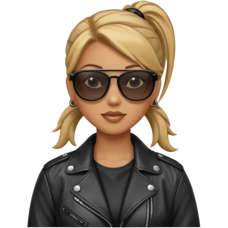Biker Gang with Sunglasses, Woman with ponytail, sunglasses emoji