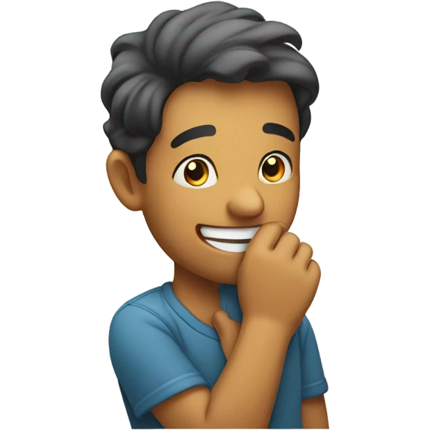Hand over mouth as in smile emoji
