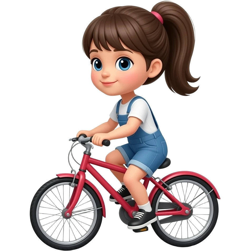 Bonequinha com rabo de cavalo na bicicleta emoji