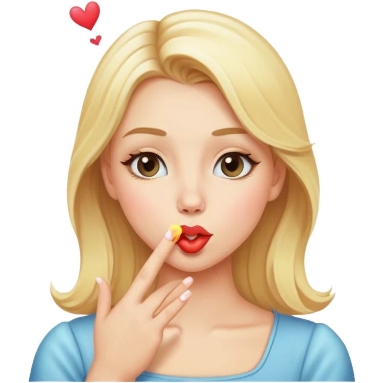 A blonde girl blowing a kiss emoji
