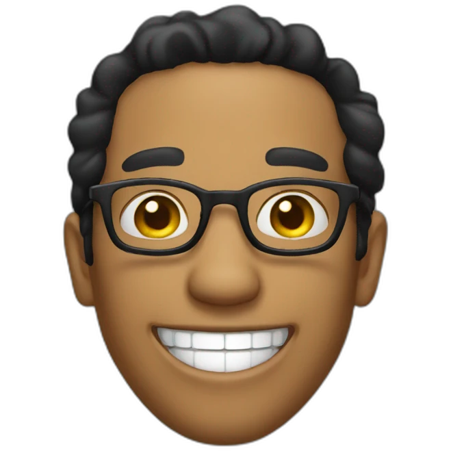 black hair guy with glasses laughing, just the head emoji