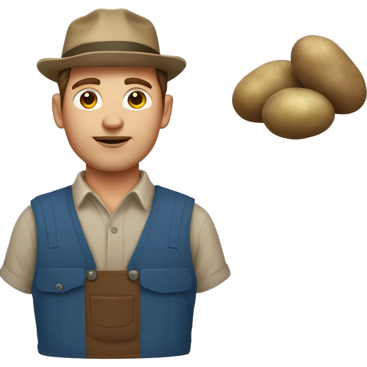 White male brown hair Potato farmer emoji