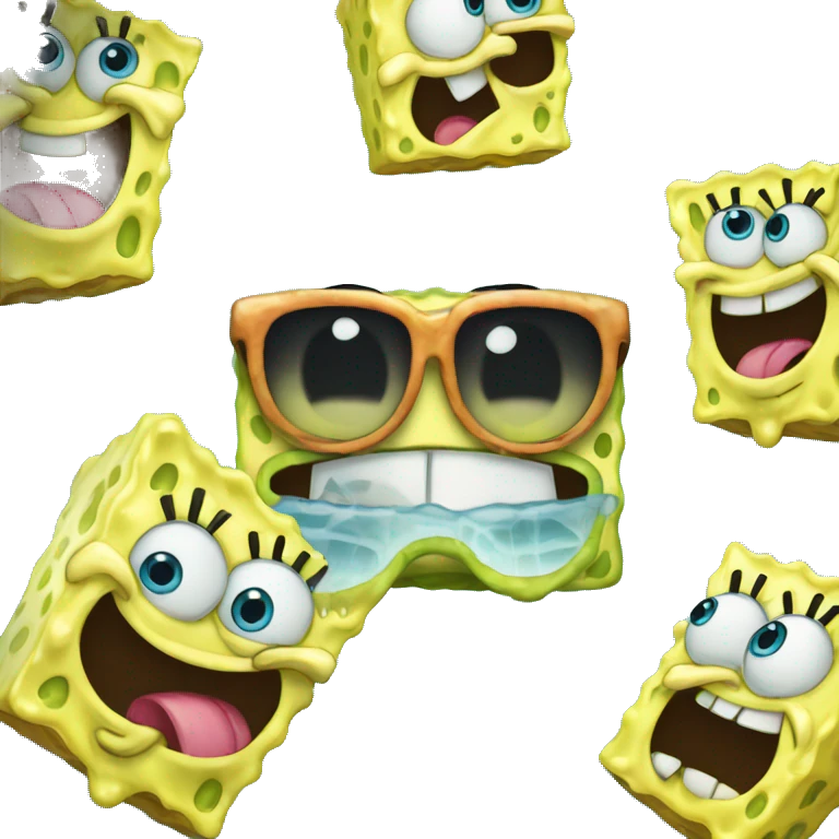 spongebob like an emoji very sharp, apple iOS style,  emoji