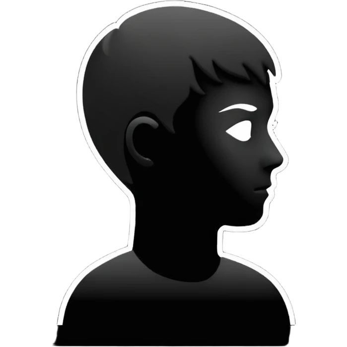 Minimalistic flat vector icon, iOS style, thin black outline on white background. Person silhouette. Black, completely monochrome, matte.  emoji