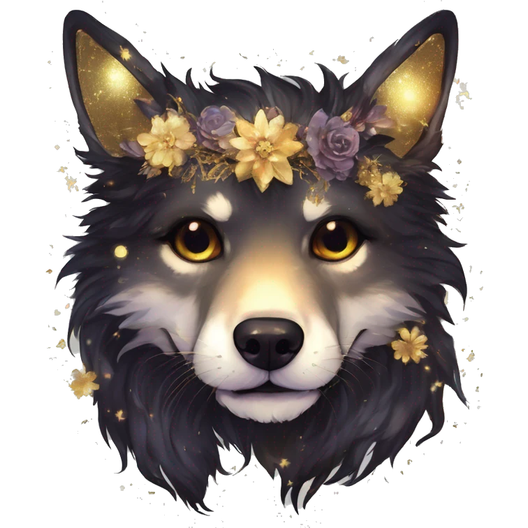 iridescent kintsugi fluffy zombie black brown gold dog fox head zombie skeleton gold mechanical nebula galaxy stars colorful flowers fairy lights vintage zombie emoji