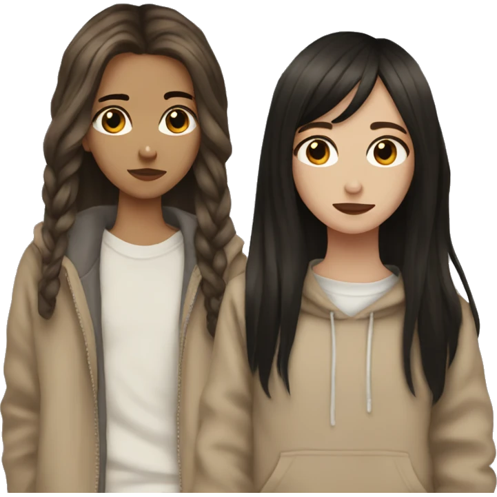2 bffs both brunette one emo aesthetic one beige aesthetic  emoji