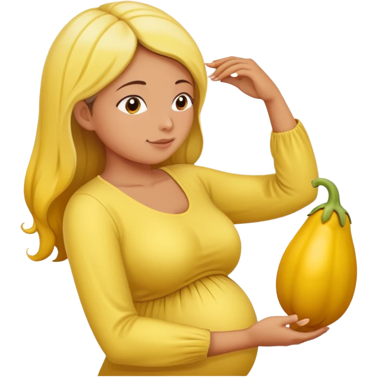 yellow eggplant combined with pregnant person and bowing person, bowing person in profile emoji
