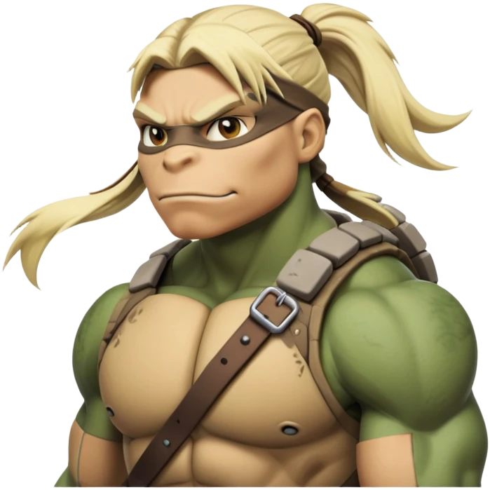 Hun from Teenage Mutant Ninja Turtles, large muscular gang leader with blonde ponytail emoji