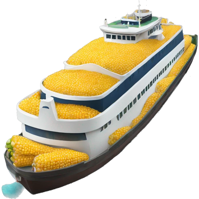 giant ferry boat filled with corn emoji
