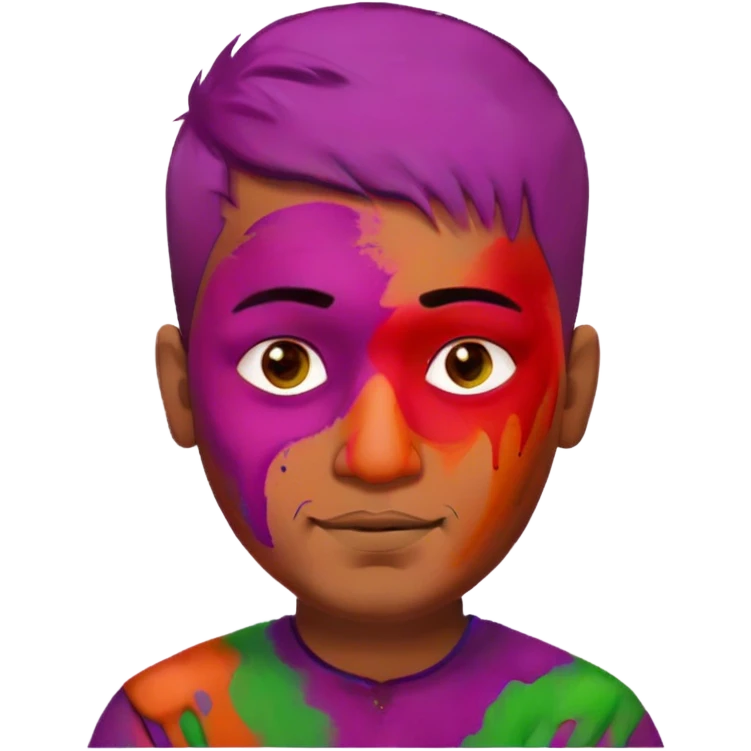indian man with fair complexion, a fade haircut, no mustache, no beard, with holi col emoji