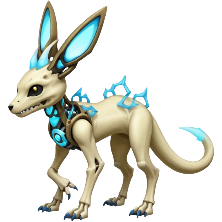 Skeletal-CyborgManectric-Electrike-Lucio-Cubone-Umbreon-Marowak-Draco-Fakémon-hybrid-creature (full body), 4 legs emoji