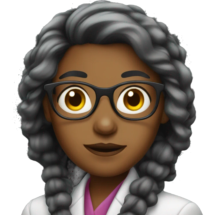 lady professor, black, colourful hair, 3 eye emoji