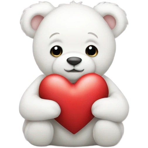 white teddy bear holding heart  emoji