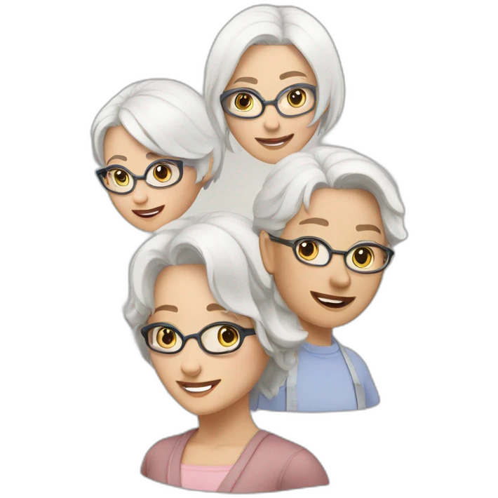 A Couple of two caucasian girls one with white hair and other with short brown hair and glasses emoji