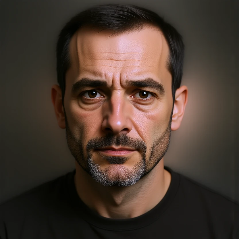 Make Carl from Sling Blade look more realistic with a photorealistic face, keep transparent background. emoji