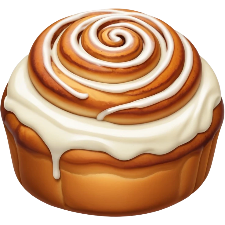 ultra realistic cinnamon bun with extra icing emoji