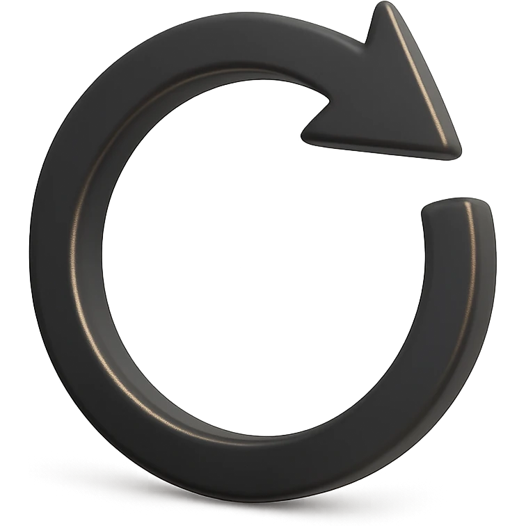 a circular arrow in 3D black style emoji