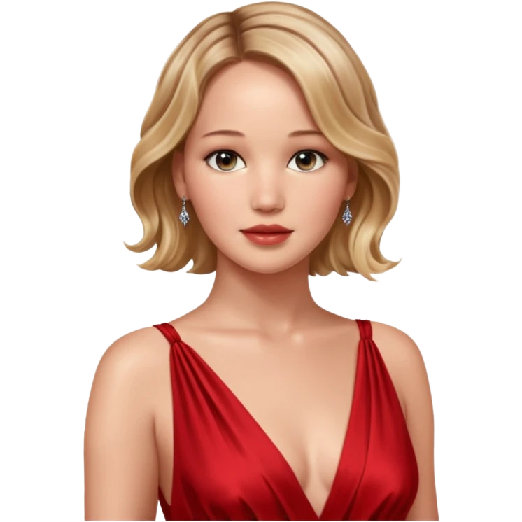 Jennifer Lawrence, in a red dress emoji