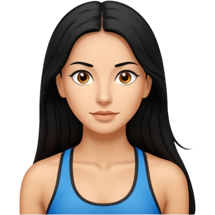 Spanish woman with long black hair fitness emoji