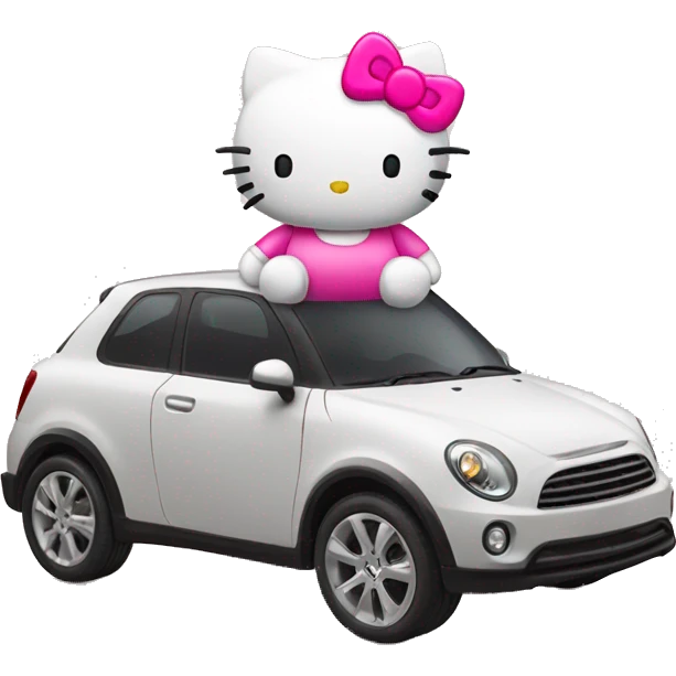 Hello kitty with a car emoji