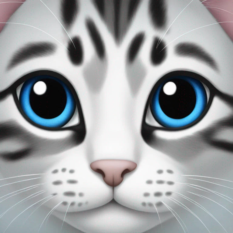 cat black and white blue eyes emoji